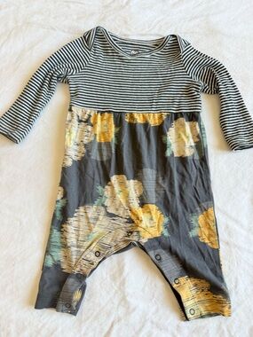 Organic Tea Collection Black and White Striped Baby Romper